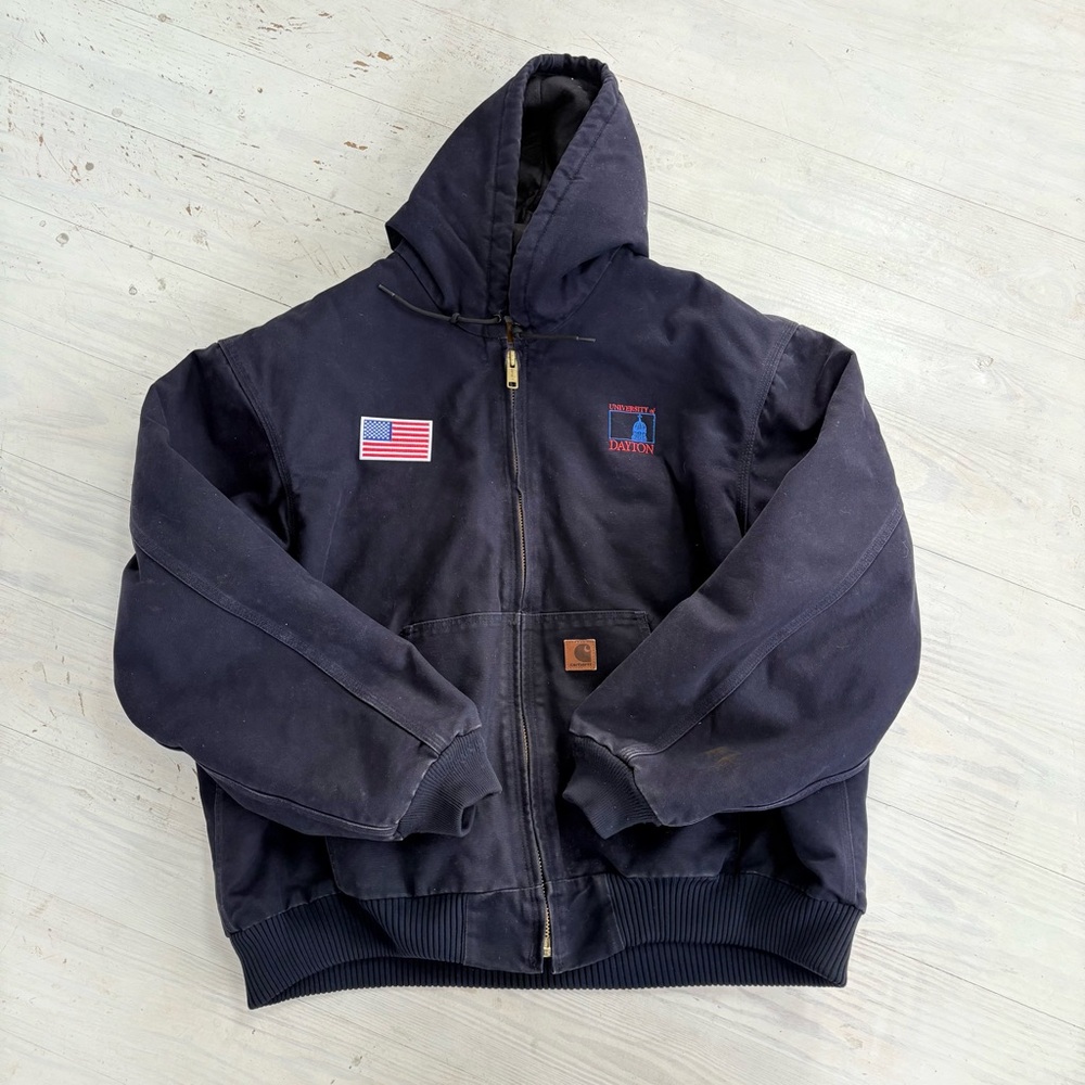 Carhartt Men’s Size 2XL J130 Midnight Blue Washed Duck Active Jacket Loose Fit - Picture 2 of 12